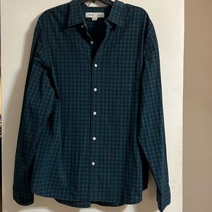 Men’s Navy & Teal Plaid Button Down
